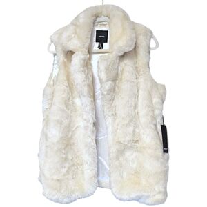 Ivory Faux Fur Vest Size M Mob Wives Rich Girl Luxury Old Money Glam